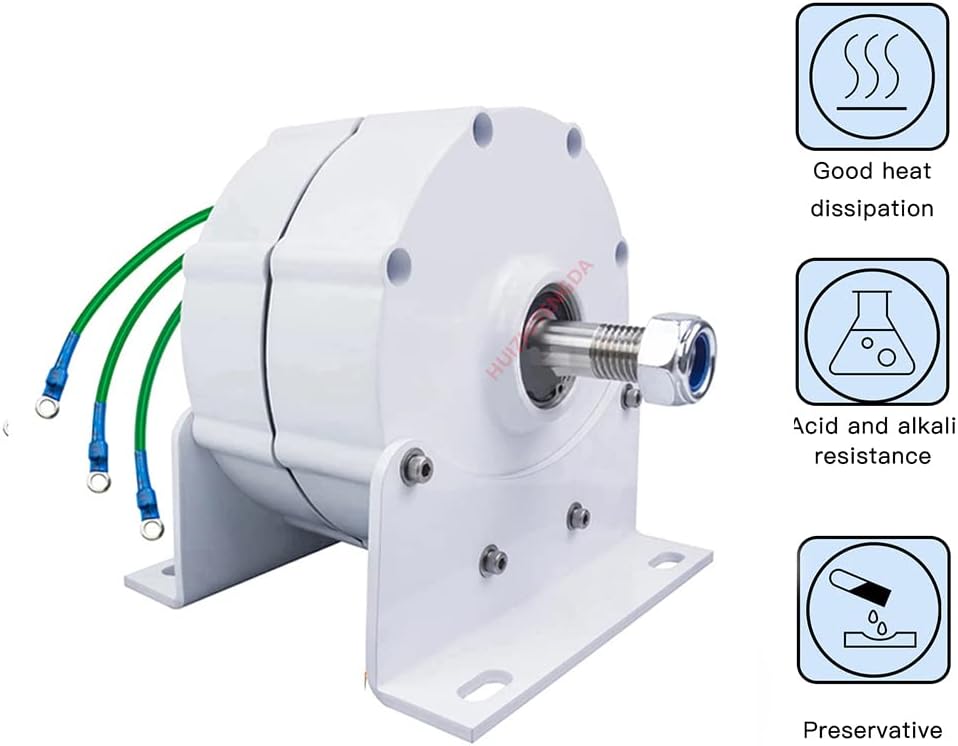 3000W Generator Permanent Magnet AC Gearless Permanent Magnet Motor with Controller Portable Solar Generator for Wind/Water Turbine 12V 24V 48V (with Base)