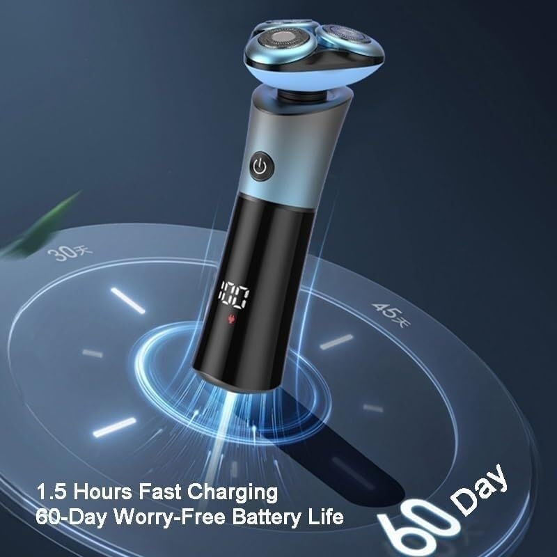 Electric Razor for Men, Men's Electric Shaver 3D Floating Blade Washable Type-C Rechargeable Razor Waterproof Digital Display Face Shaving Beard Machine