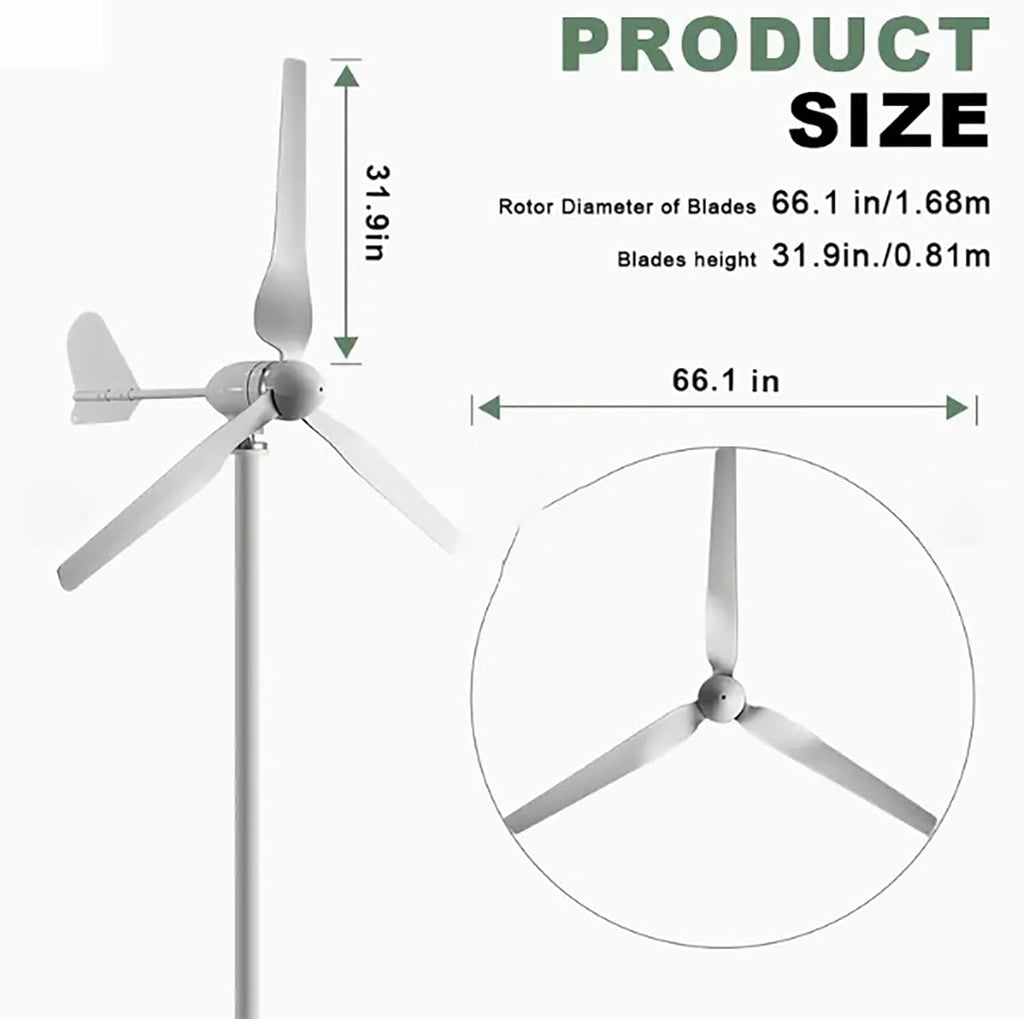 3000W Wind Turbine Generator Kit 12V 24v 48v Free Energy Windmill Horizontal Axis Wind Turbine Home Three Phase Generator Maglev Breeze Start(48V)