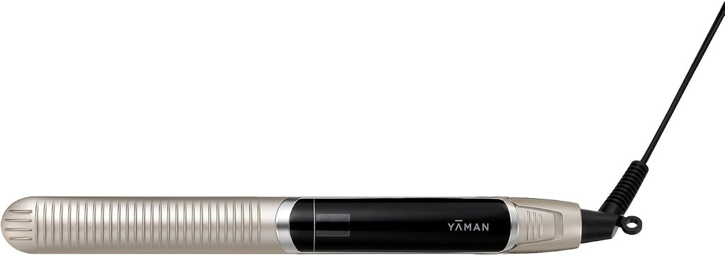 YA-Man Spa Styler Straight + Wave Flat Iron Hair Straightener and Curler 2 in 1 - Advanced Japanese Technology, Dual Voltage, Titanium Tourmaline Plates with Red Light Therapy, 5 Heat Settings (Gold)