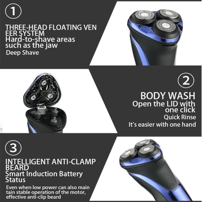Electric Shavers for Men, Electric Shaver Professional Razor Waterproof Beard Trimmer Rotary 3D Floating Shaving Rechargeable Electric for Men