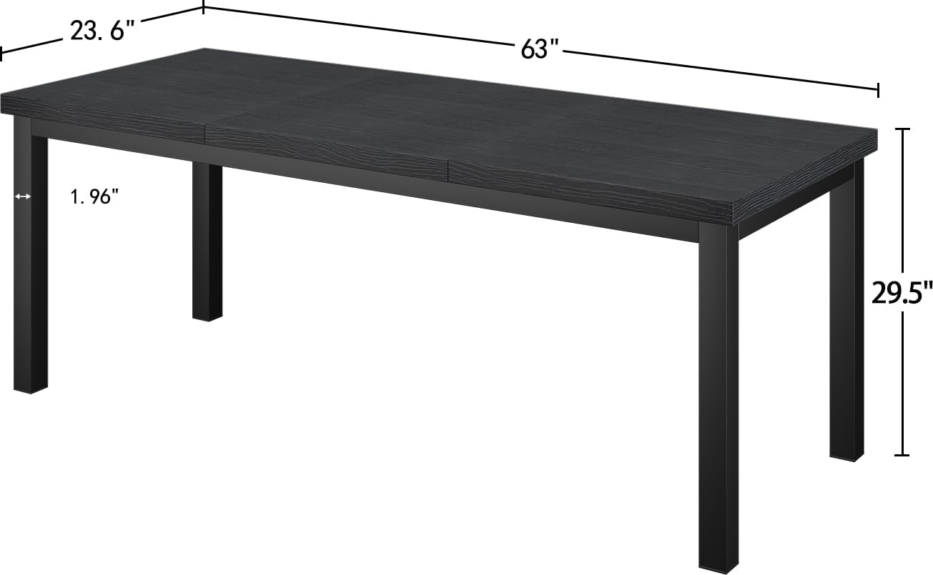63 Inch Large Computer Desk, Modern Office Desk with Adjustable Feet, Gaming Desk with Deep Desktop, Study Writing Table for Home Office, Work from Home, Easy Assembly, Black