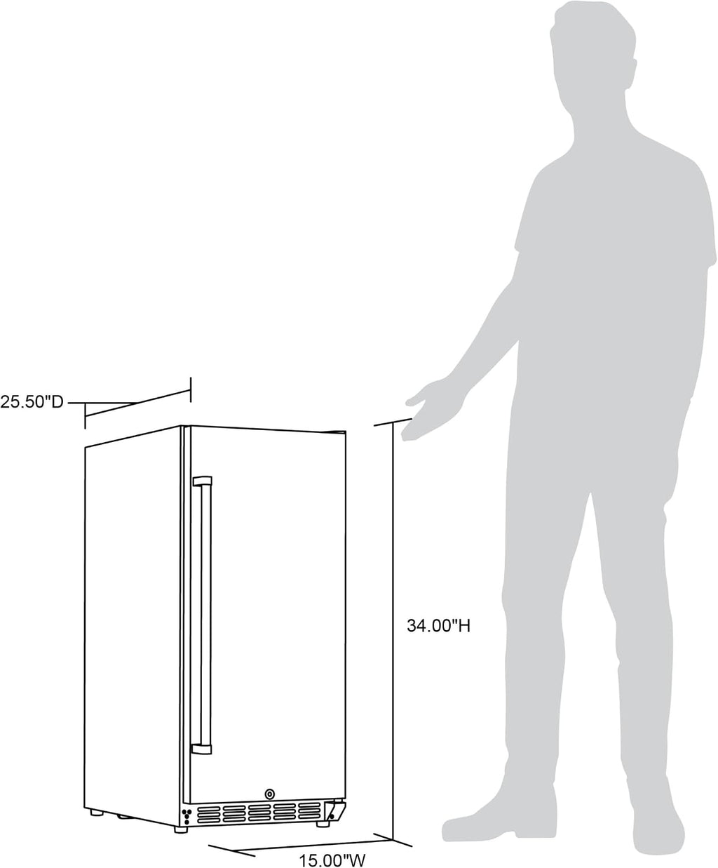 NewAir 15' Commercial Built-in or Under Counter Refrigerator | 3.2 Cu. Ft. Weatherproof Outdoor Fridge for Patio, Indoor & Commercial Use | Stainless Steel