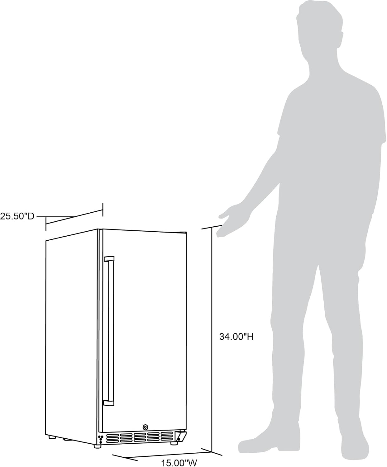 NewAir 15' Commercial Built-in or Under Counter Refrigerator | 3.2 Cu. Ft. Weatherproof Outdoor Fridge for Patio, Indoor & Commercial Use | Stainless Steel