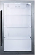 Summit 19' Beverage Center, 3.13 cu.ft. Capacity, Shallow Depth, Outdoor Refrigerator, Stainless Steel, Glass Door- SPR489OSCSS