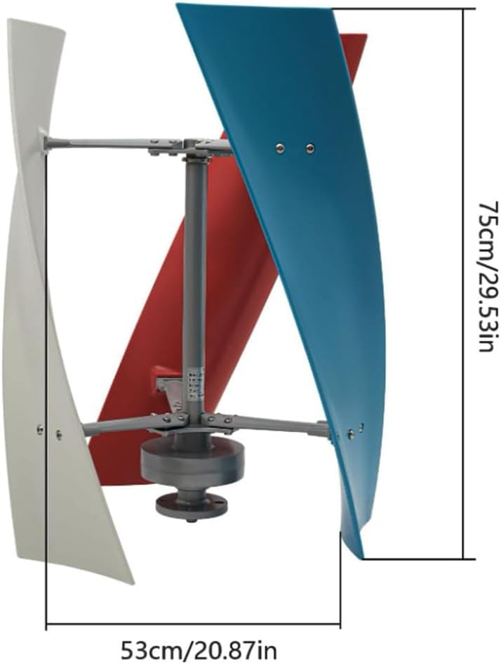 100W-3000W Vertical Wind Turbine Permanent Magnet Generator Kit, 3 Blades Low Noise Windmill with Controller for Home Boats Cabins Mobile Homes (48V),220V