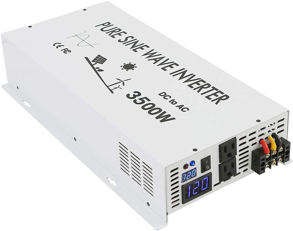 WZRELB Off Grid 3500W Pure Sine Wave 12V DC to 120V AC Solar Power Inverter Home Power Generator