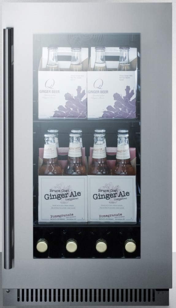 Summit Appliance CL181WBVCSS 18' Wide Built-in Beverage Center with Seamless Stainless Steel Trimmed Glass Door and Stainless Steel Wrapped Cabinet, Digital Thermostat, Automatic Defrost