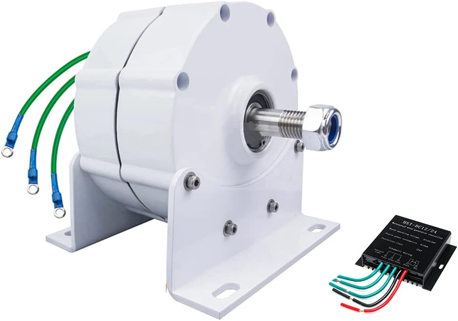 3000W Generator Permanent Magnet AC Gearless Permanent Magnet Motor with Controller Portable Solar Generator for Wind/Water Turbine 12V 24V 48V (with Base)
