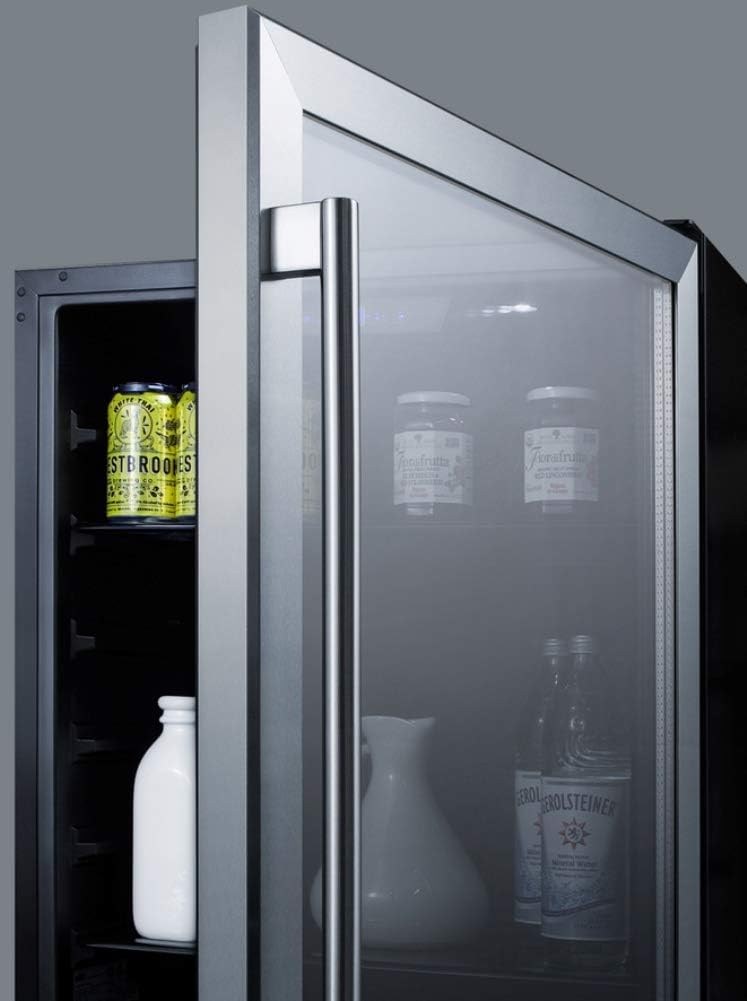 Summit 24' Refrigerator, 5.0 cu.ft. capacity, ADA Compliant, Stainless Steel, Built-in, Glass Door - AL57G