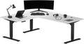 Progressive Desk Stand Up Height Adjustable Electric Standing Desk - L Shaped 60' x 72' Corner Computer Rising Workstation Table - Black Frame, Warm White Top