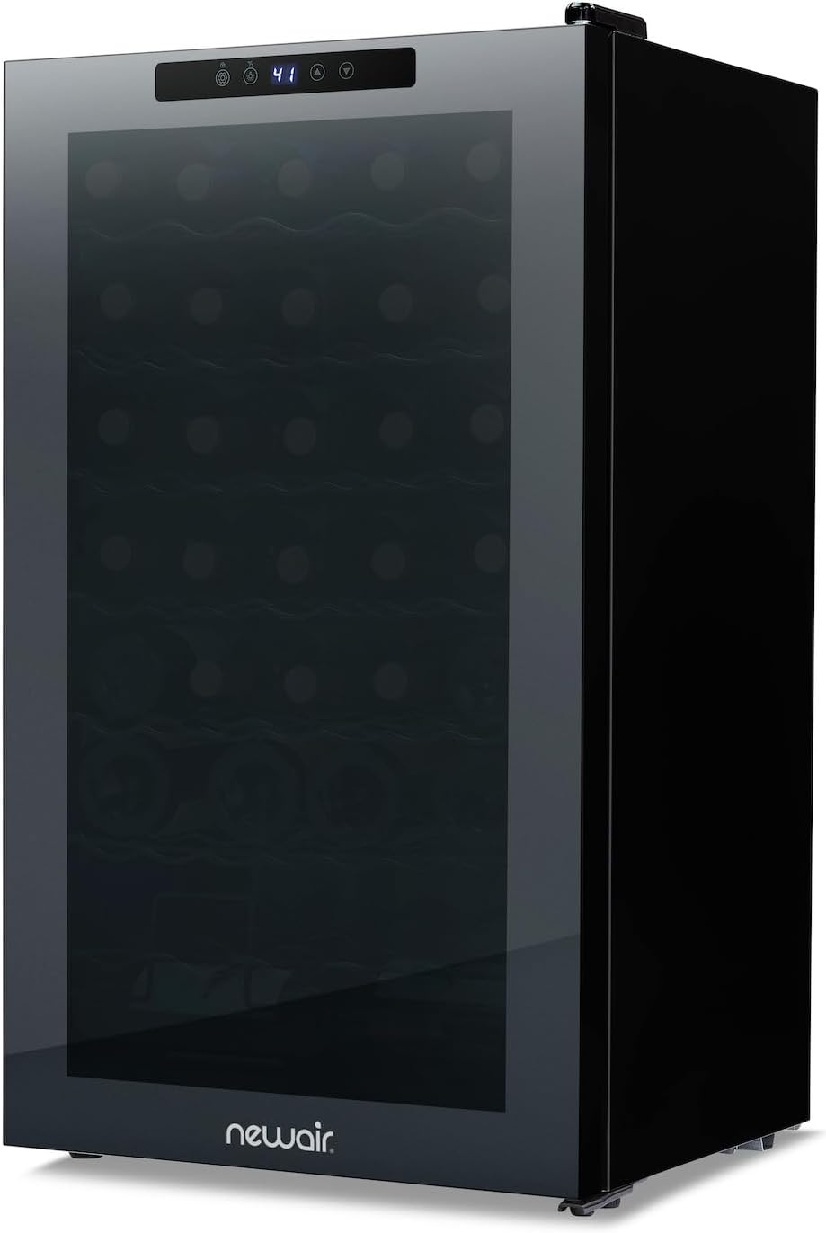 Newair 34 Bottle Wine Cooler Refrigerator | Shadow Series | Freestanding Mirrored Wine and Beverage Fridge with Double-Layer Tempered Glass Door & Compressor Cooling For Reds, Whites, & Sparkling Wine