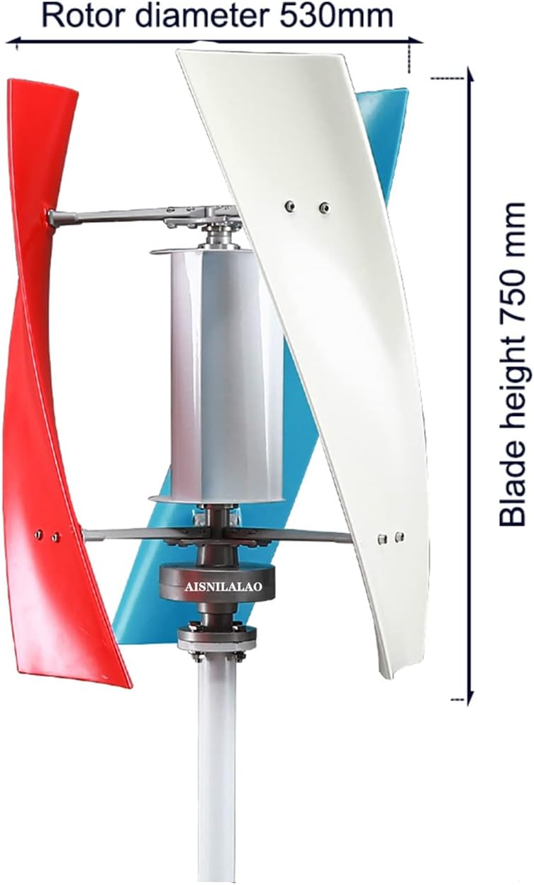 Vertical Wind Turbine Generator, 1000W-3000W Windmill W/MPPT Charger Hybrid Solar Wind Off-Grid System, Home Use