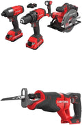 CRAFTSMAN Cordless Drill Combo Kit, 4 Tools & Reciprocating Saw (CMCK401D2 & CMCS300B)