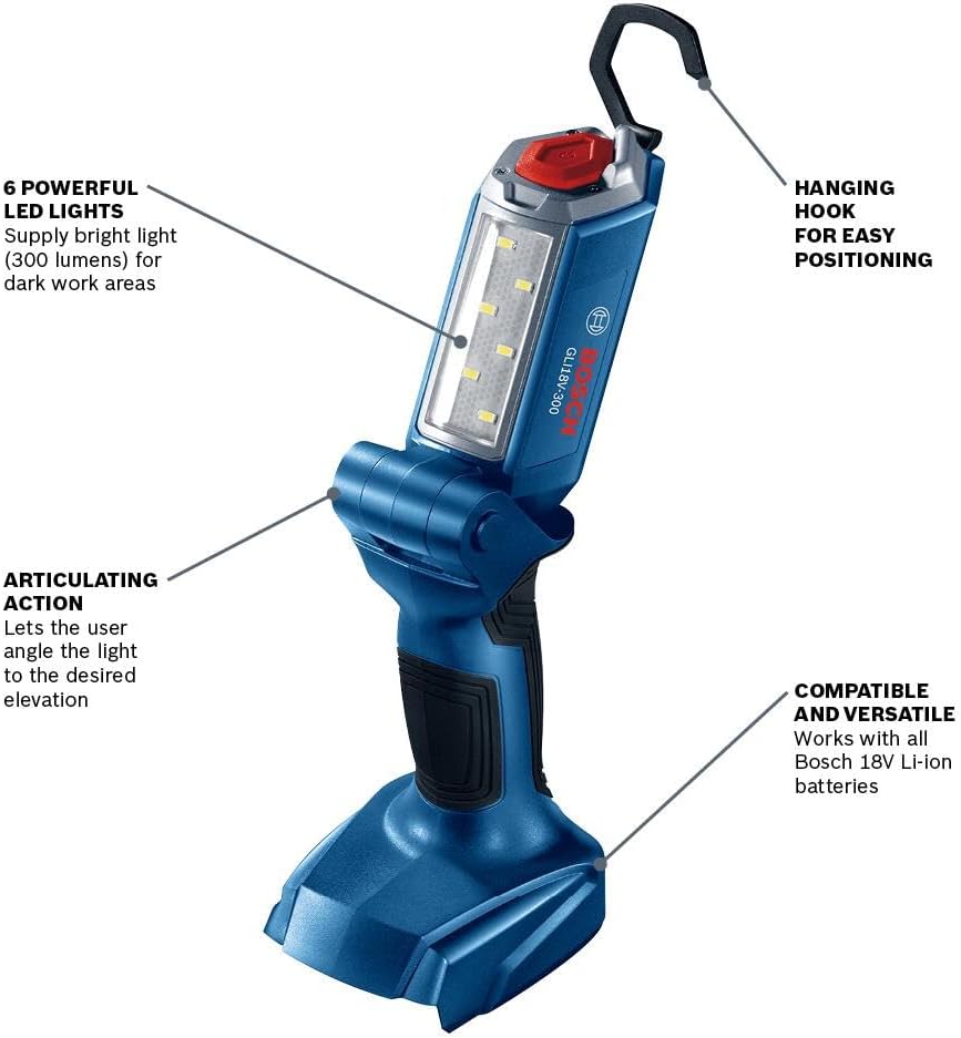 Bosch GXL18V-496B22 18V 4-Tool Combo Kit with Compact Tough 1/2 In. Drill/Driver, Two-In-One 1/4 In. and 1/2 In. Impact Driver/Wrench, Compact Recip Saw, LED Light and (2) 2.0 Ah SlimPack Batteries