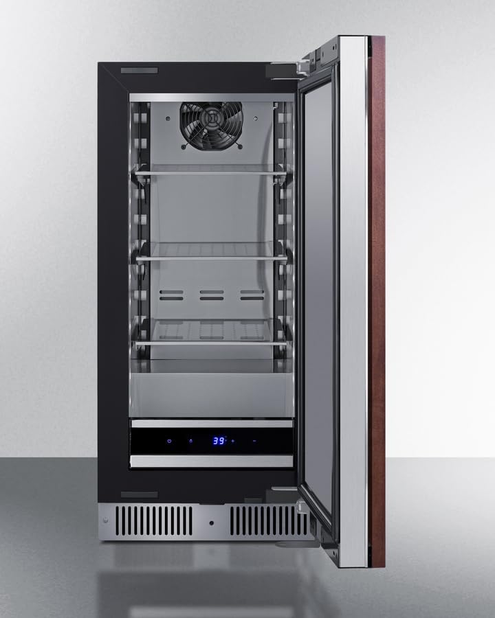 Summit 15 Inch Beverage Refrigerator, 1.7 Cu.ft., Stainless Steel Door and Interior, Shallow Depth Undercounter, Commercially Approved- SDHR1534PNR (RHD, Panel Ready- Panel not Included)