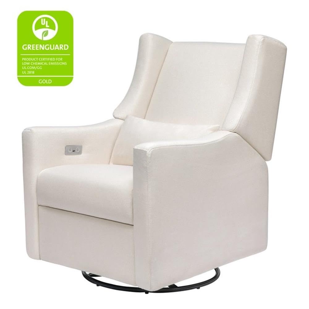 Babyletto Kiwi Glider Recliner Nursery Chair w/ USB Ports - GREENGUARD Gold Certified - Water & Stain Resistant Glider Rocking Chair - Electronic, 270° Swivel, Performance Cream Eco-Weave