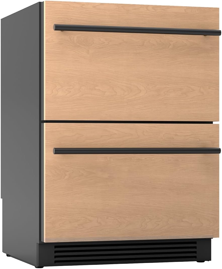 Zephyr 24' Presrv™ Panel Ready Refrigerator Freezer Drawers - Dual Zone Built In Fridge with Modes for Freezer, Fridge and Pantry, LED Lighting, Soft Close (Panels, handles are not included)