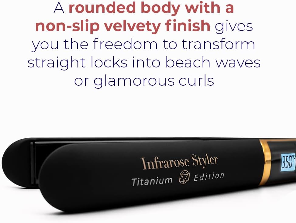 SRI Infrarose Titanium Styler – Professional Flat Iron with Floating Plates to Reduce Pulling – Hair Straightener for Curly, Damaged, Fine Hair, All Hair Types – Durable Design.