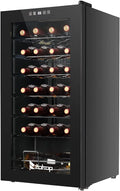 Winado 28 Bottle Wine Cooler Refrigerator, Freestanding Compressor Wine Chiller w/Adjustable Temperature, Compact Mini Wine Fridge with Digital Control & Removable Shelves & Double-layer Glass Door