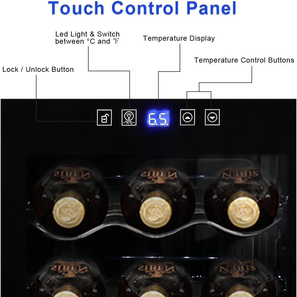 Winado 18 Bottle Compressor Wine Cooler Refrigerator w/Adjustable Temperature, Freestanding Compact Mini Wine Fridge with Digital Control & Removable Shelves