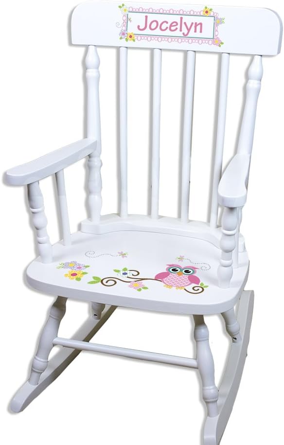 My Bambino Personalized Wooden Rocking Chair for Kids | Girls Rocking Chair White Wood Rocker | Custom Name Toddler Chair | Baby Shower & Birthday Gift