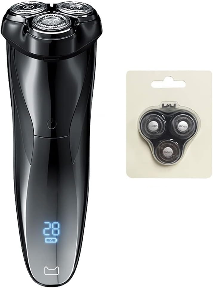 Electric Razor for Men, Men Electric Shaver Razor LCD Power Display Rechargeable Electronic Razor IPX7 Waterproof Full Body Washable (Color : Add 1 Razor Head)