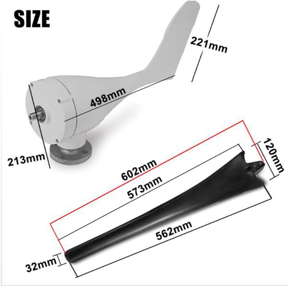 12V,1000W -3000W Wind Turbine Generator, 6 Blade 48V 220V Garden Wind Turbines Generator with Charge Controller for Solar Power Homeuse