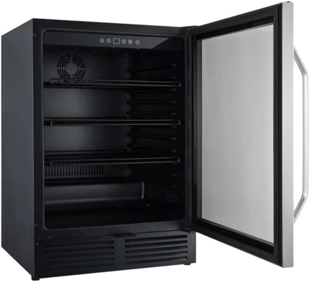 Avanti Beverage Refrigerator with Digital Temperature Control with Locking Door, Holds Up to 130 Cans and Bottles, Black