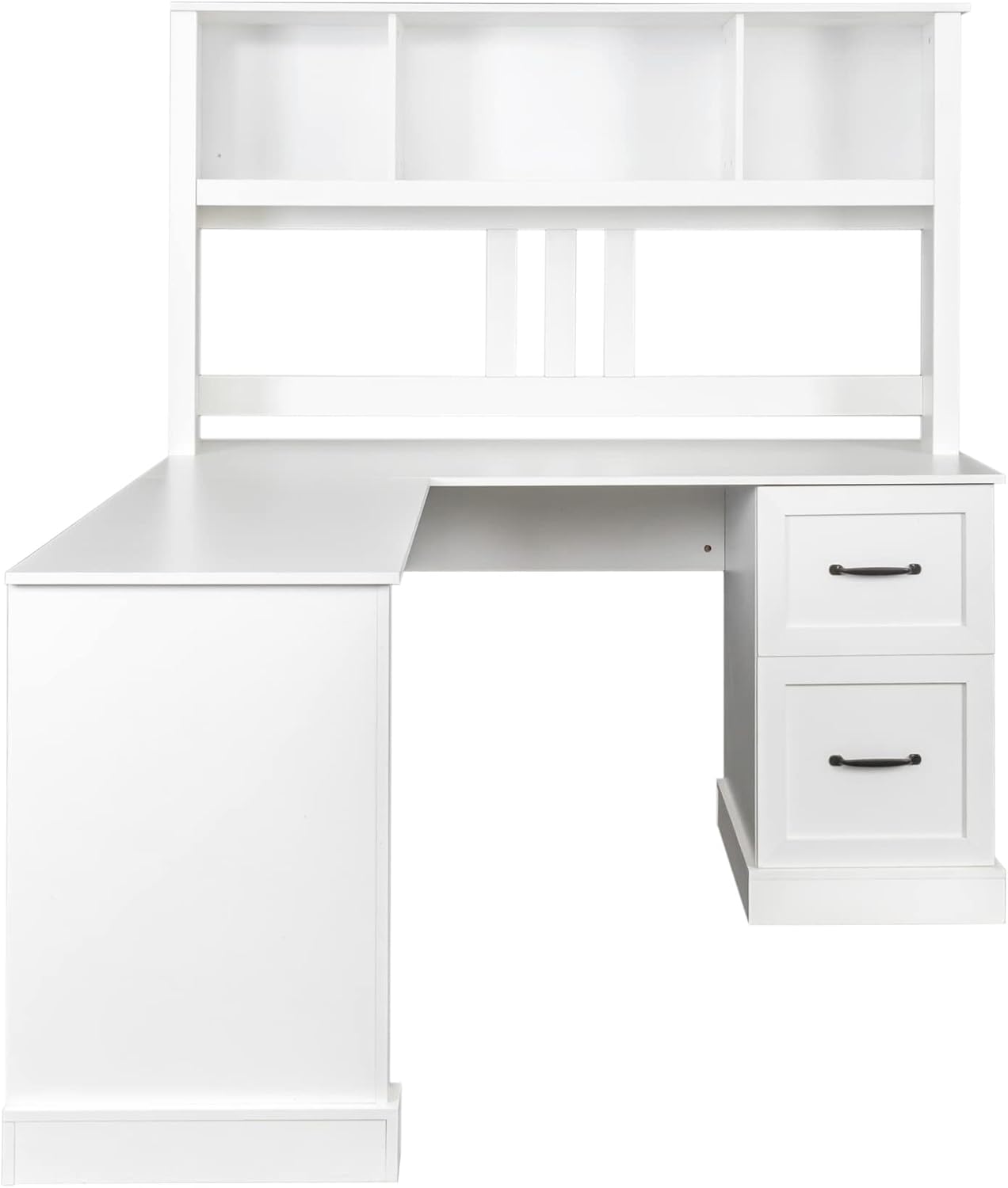 Bellemave L Shaped Computer Desk with Hutch, Home Office Desk with Storae Drawers & Bookshelf, Corner Desk, Study Table Writing Desk with Storage, Easy to Assemble, Antiqued White