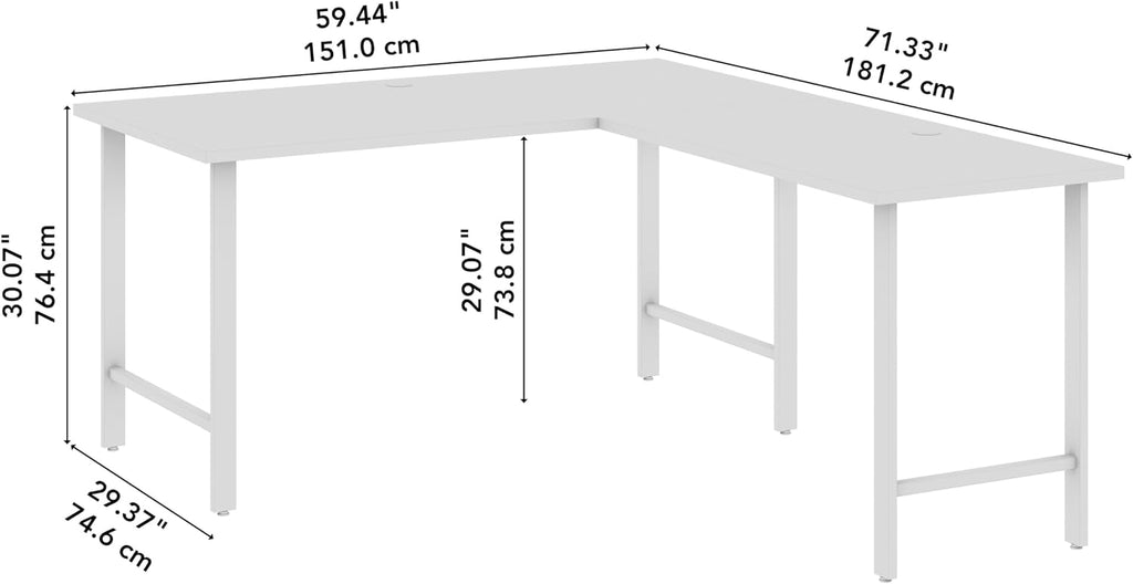 Bush Business Furniture Hustle 60W x 30D L Shaped Computer Desk with Metal Legs in Platinum Gray, Modular Corner Table for Home and Professional Office