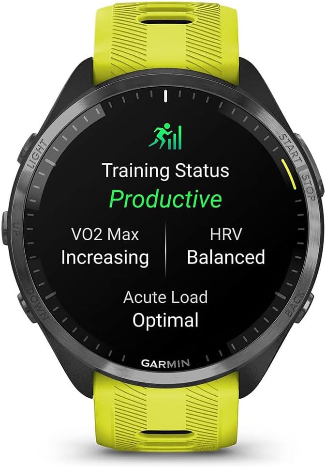 Garmin 010-02809-02 Forerunner 965 Running Smartwatch Amp Yellow and Black Bundle with Deco Essentials Charging Dock, Silicone Dust Cover 3 Pack and 1.4 Inch Screen Protector