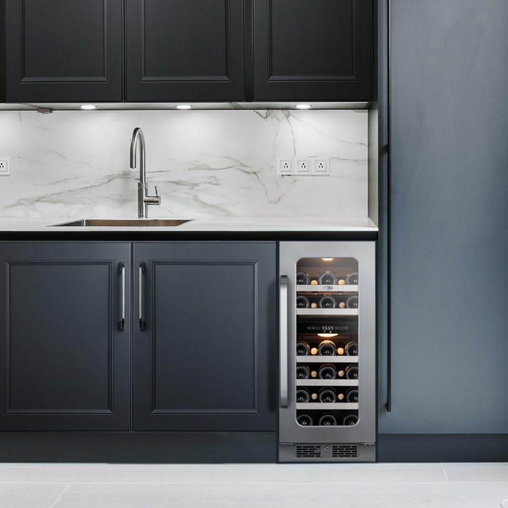 Whynter BSR-029DW 15 inch Built-ln 29 Bottle Undercounter Stainless Steel Wine Fridge with Reversible Door, Digital Control, Lock, and Carbon Filter