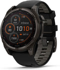 Garmin fēnix® 8 – 47 mm,Solar,Sapphire,Premium Multisport GPS Smartwatch, Long-Lasting Battery Life,Dive-Rated, Built-in LED Flashlight, Carbon Gray DLC Titanium Bezel Black/Pebble Gray Silicone Band