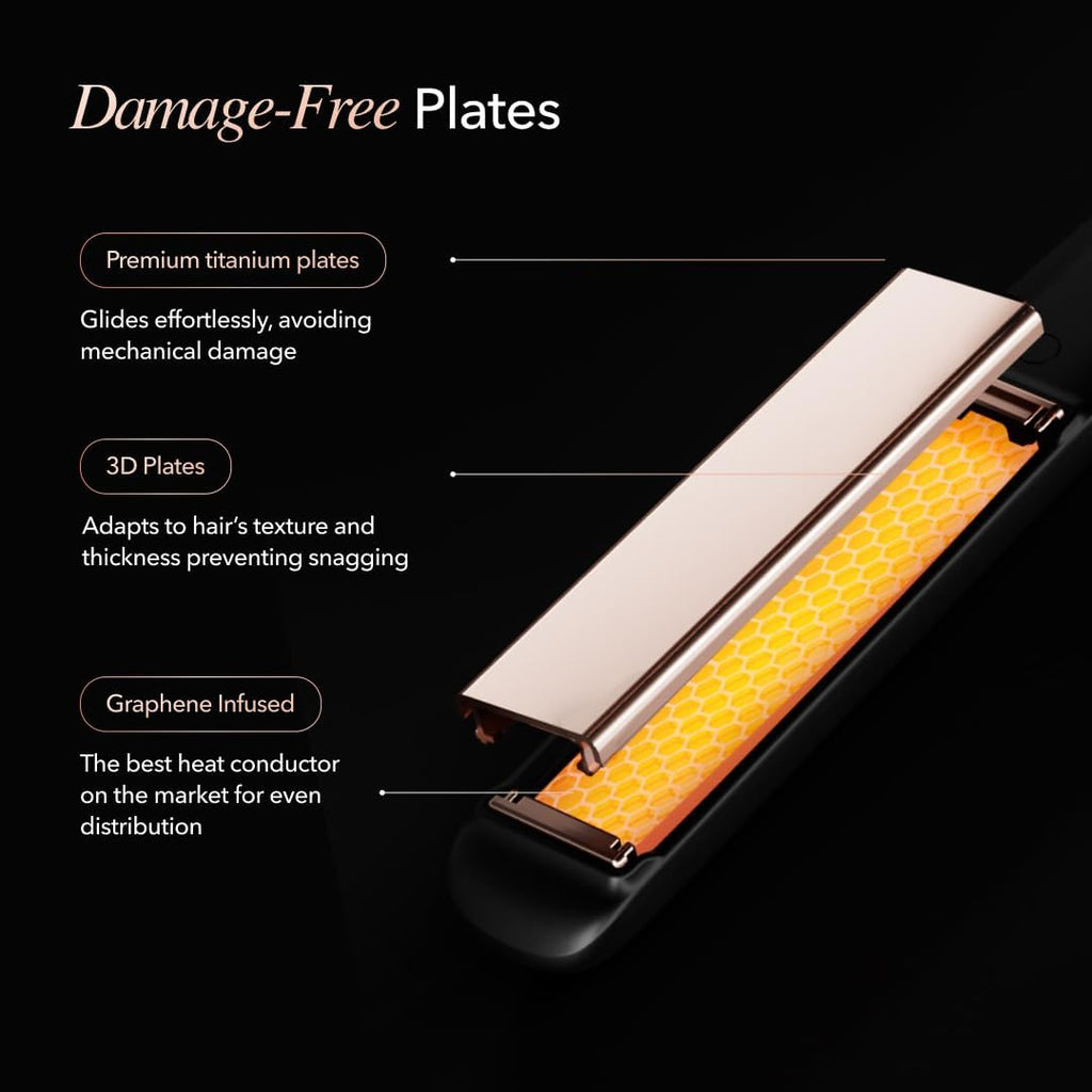 SRILabs StyleQ Flat Iron Hair Straightener — Red Light Therapy, Titanium Plates, Graphene Technology, Negative Ions | 12 Heat Settings | Frizz-Free Results for All Hair Types