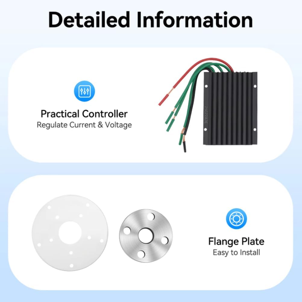3000W Wind Turbine Generator Kit, 12V/24V/48V/220V W/5 Blades and Charger Controller Black Lantern Noiseless Windmill AC Permanent Magnet Generators for Outdoor Use