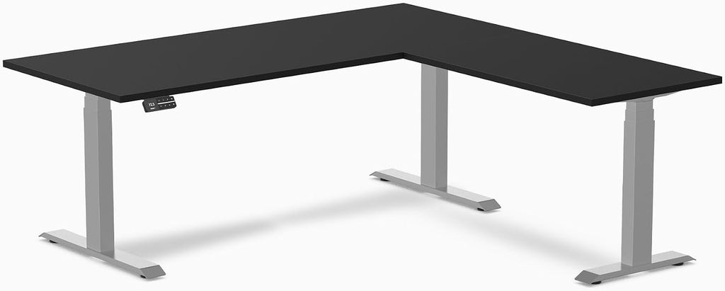 Desky Sigma L-Shape Gaming Desk - 59 Inch, Triple Motor Sit-Stand, Height Adjustable up to 49.2 inches, 440 lbs Capacity, 4 Memory Presets, Matte Black Frame