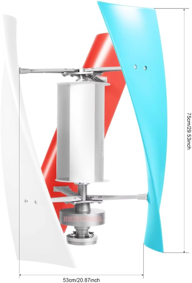 Low Noise Wind Turbine Generator Kit, 12V 24V 48V 3000W for Boats Gazebos & Houses Portable 3 Blade Windmill W/Controller and Power Inverter Converter