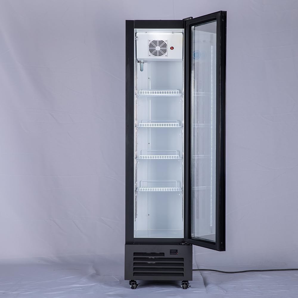 Commercial Beverage Refrigerator Display Fridge,Slim Single Glass Door Merchandiser Drink Cooler with LED Light Adjustable Shelves,ETL Sanitation,6 Cu Ft,16.15' Wide