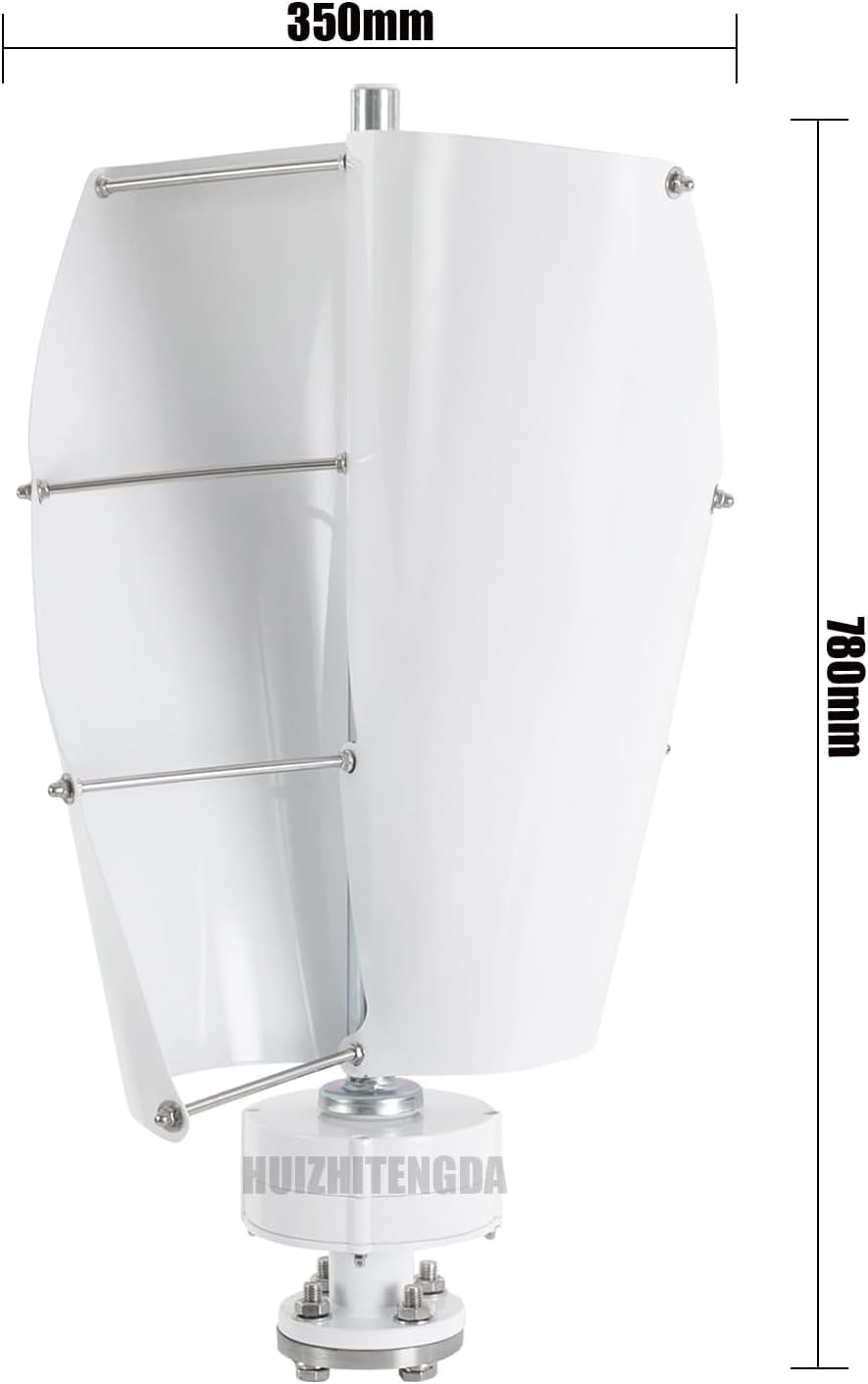 Vertical Spiral Wind Mill Turbine Portable Generator,1000W 12V 24V 48V 2 Blade Household Wind Turbine Generator Free Energy Windmill W/Controller(White)