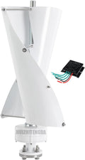 Vertical Spiral Wind Mill Turbine Portable Generator,1000W 12V 24V 48V 2 Blade Household Wind Turbine Generator Free Energy Windmill W/Controller(White)