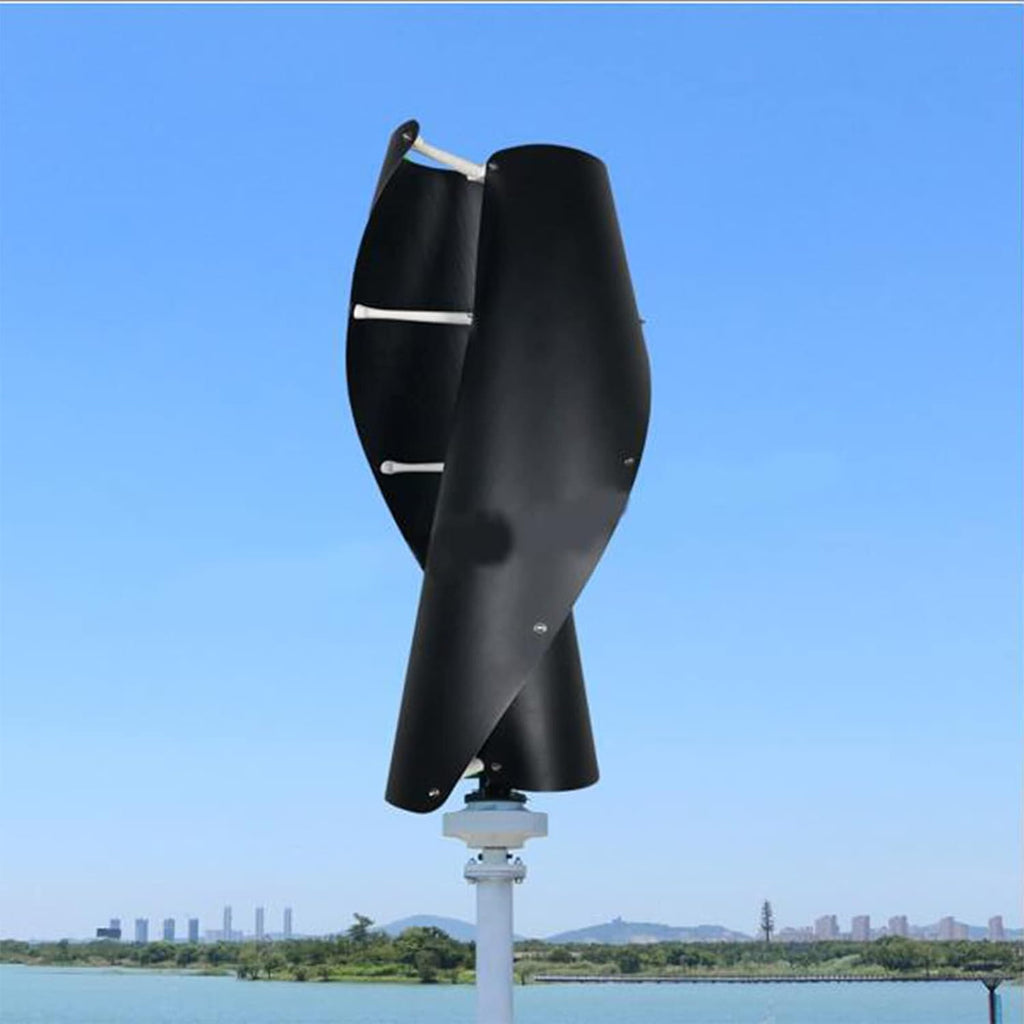 3000W No Noise Vertical Wind Turbine Generator Kit, with MPPT Controller 220V 12V 24V 48V Spiral Wind Turbine Generators for Home Farm Street Lamps (Black)