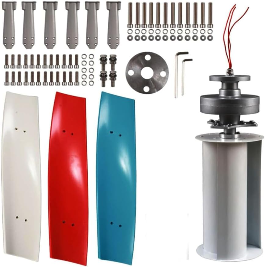 100W-3000W Vertical Wind Turbine Permanent Magnet Generator Kit, 3 Blades Low Noise Windmill with Controller for Home Boats Cabins Mobile Homes (48V),220V