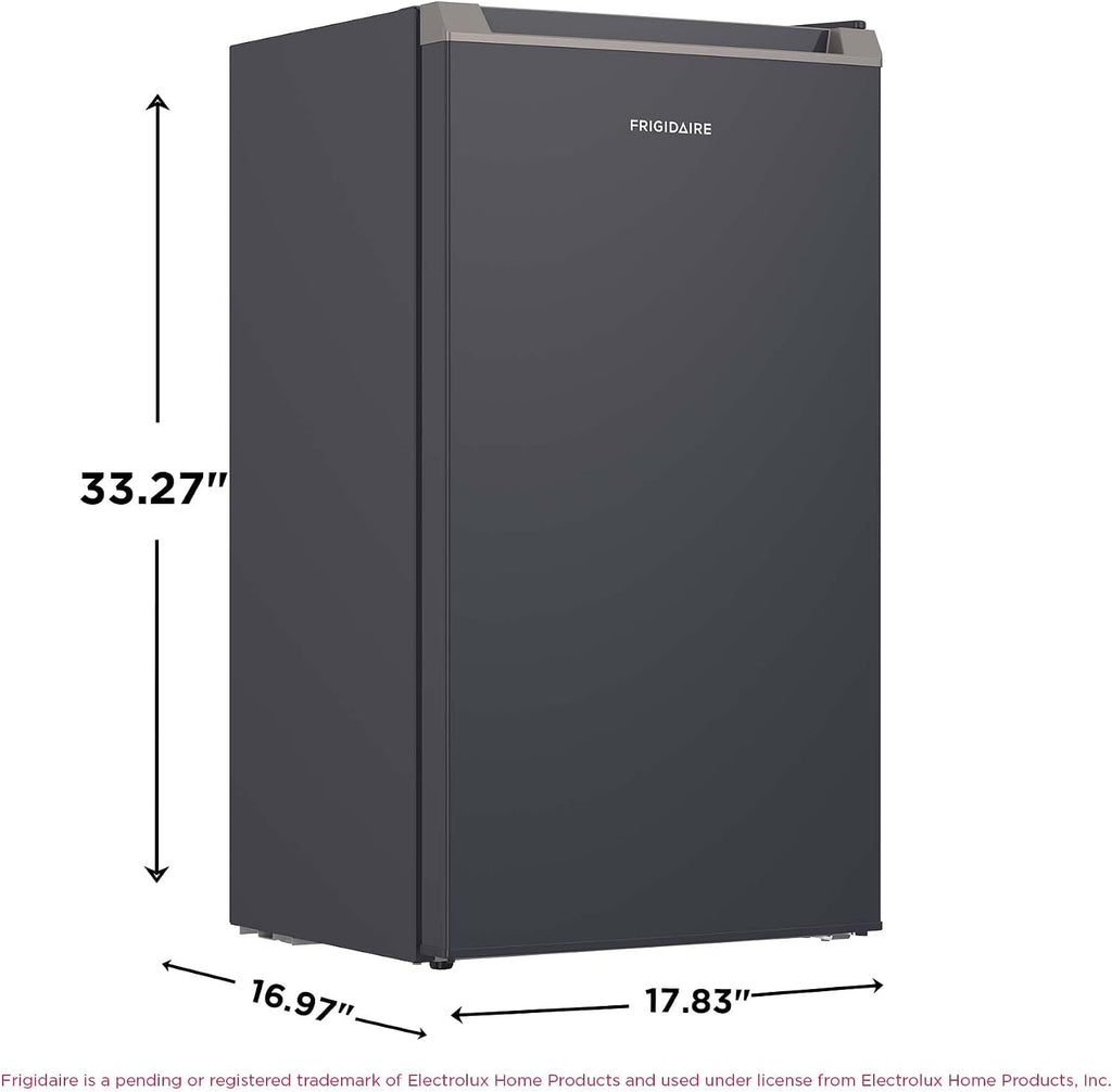 Frigidaire Mini Refrigerator, Compact Freezer Compartment, Adjustable Thermostat Control, Reversible Door, Contemporary Series, 3.2 cu ft, Black