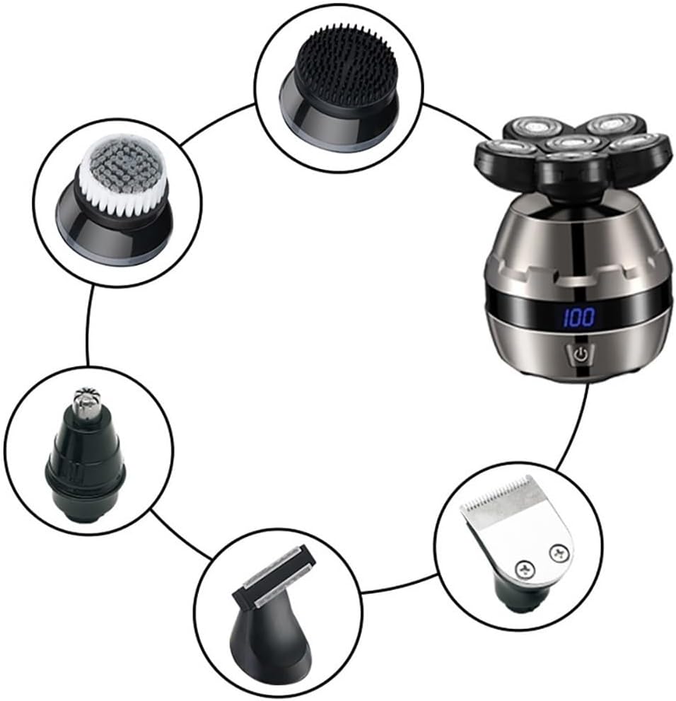Head Shaver for Men, 6 in 1 Electric Shaver 6 Head Razor Electric Bald Machine Beard Razor Full Body Wash Wet & Dry