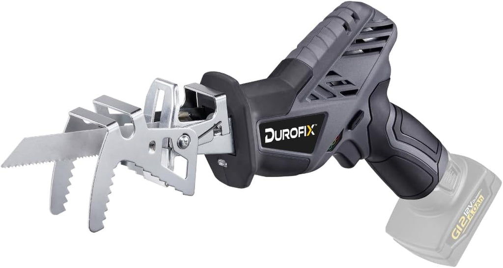 Durofix G12 Series RK12136-2-K2 12V Cordless 3/8' Hammer Drill Power Tool Combo Kit with 3 Inch Compact Cut Off Tool, Reciprocating Saw, 1 Battery & Charger