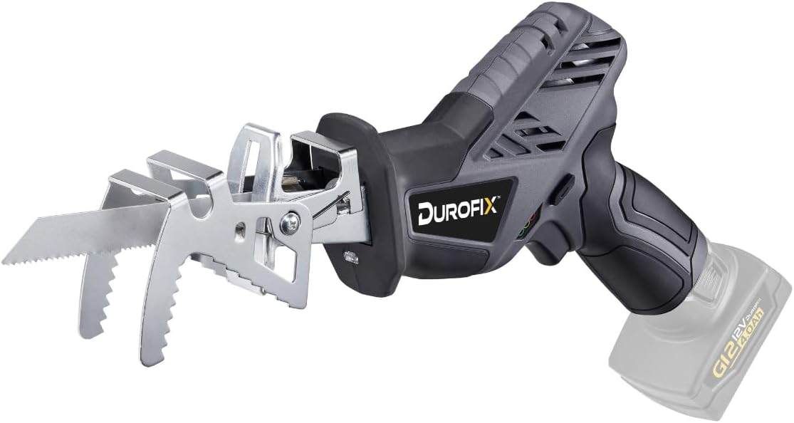 Durofix G12 Series RK12136-2-K2 12V Cordless 3/8' Hammer Drill Power Tool Combo Kit with 3 Inch Compact Cut Off Tool, Reciprocating Saw, 1 Battery & Charger