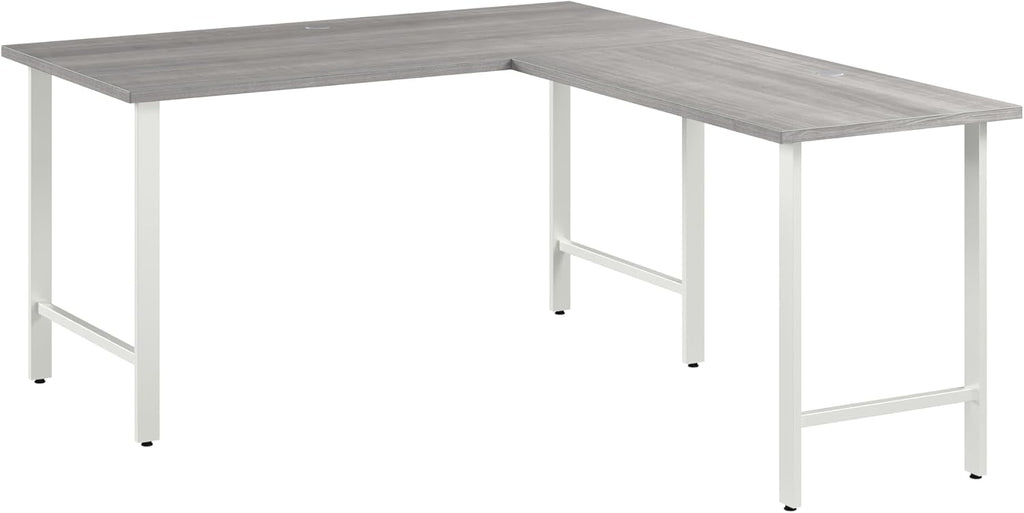 Bush Business Furniture Hustle 60W x 30D L Shaped Computer Desk with Metal Legs in Platinum Gray, Modular Corner Table for Home and Professional Office