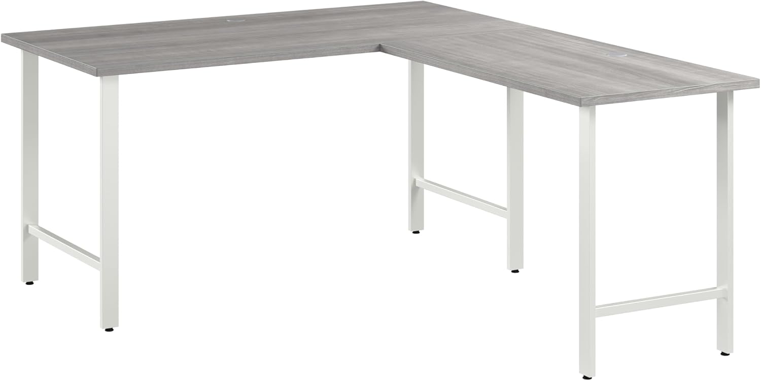 Bush Business Furniture Hustle 60W x 30D L Shaped Computer Desk with Metal Legs in Platinum Gray, Modular Corner Table for Home and Professional Office