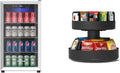 Honeywell Beverage Refrigerator and Cooler, 115 Can Mini Fridge with Glass Door for Soda Beer or Wine for Office & Mind Reader SNACKCAR Supreme Snack organizer, 14 x 14.5 Round, Black